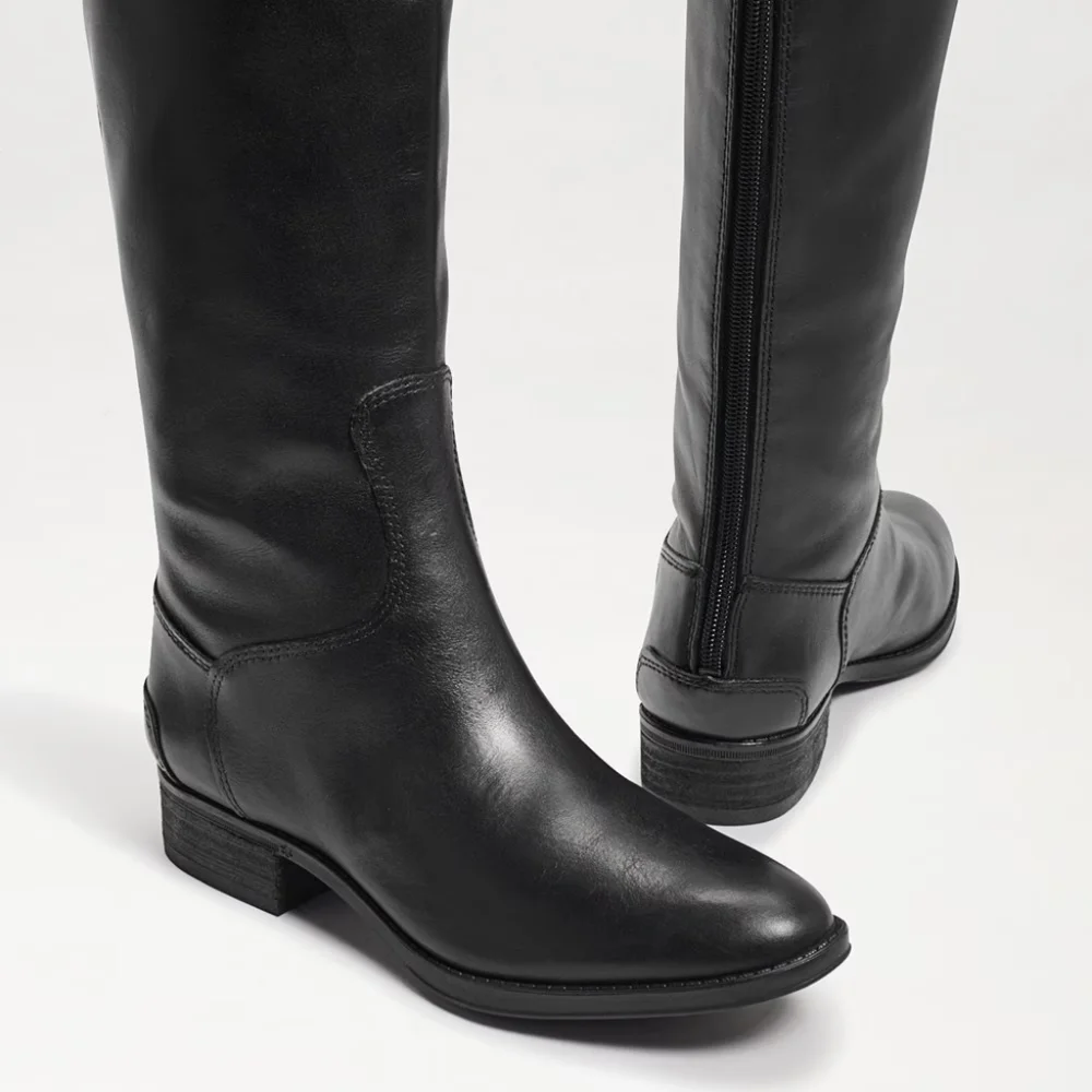 Classic Tall Black Leather Riding Boot - Women